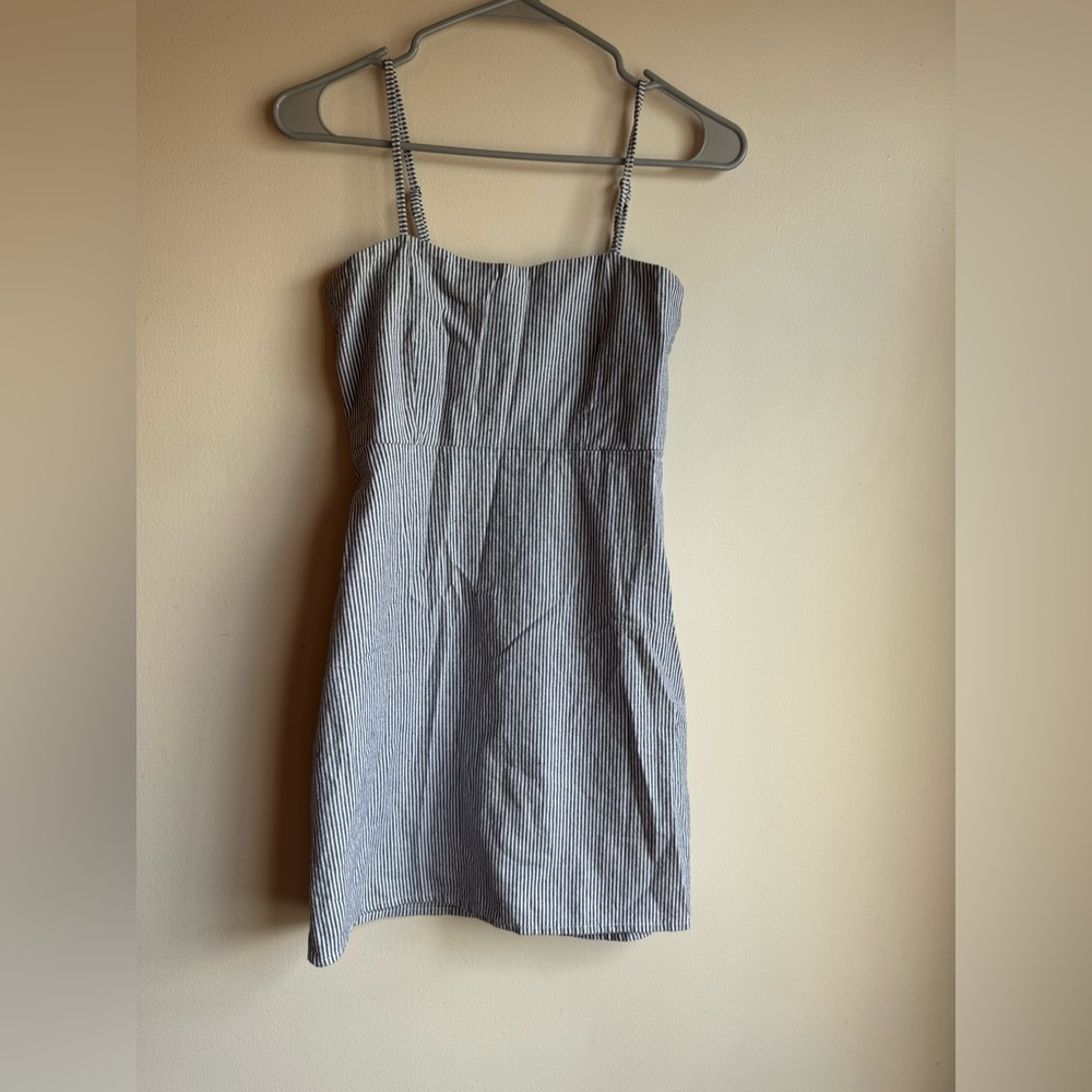Brandy Melville Gray and White Striped Mini Dress